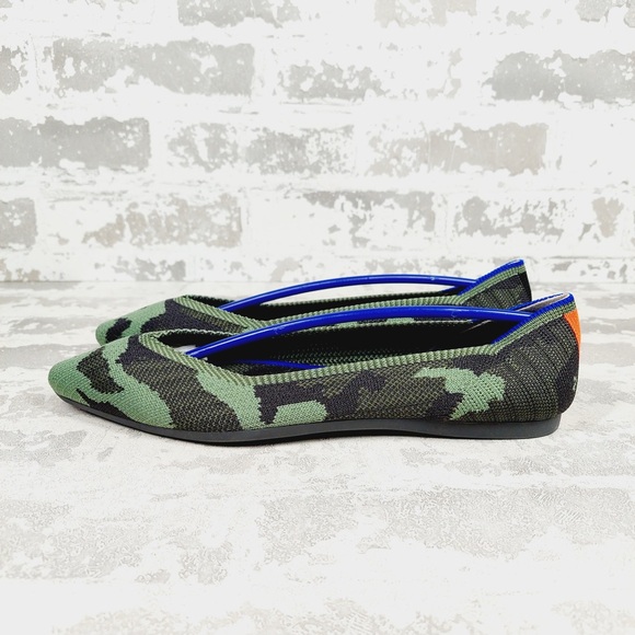 NEW Rothy’s The Point Olive Camo Slip On Ballet Flat Shoes E201